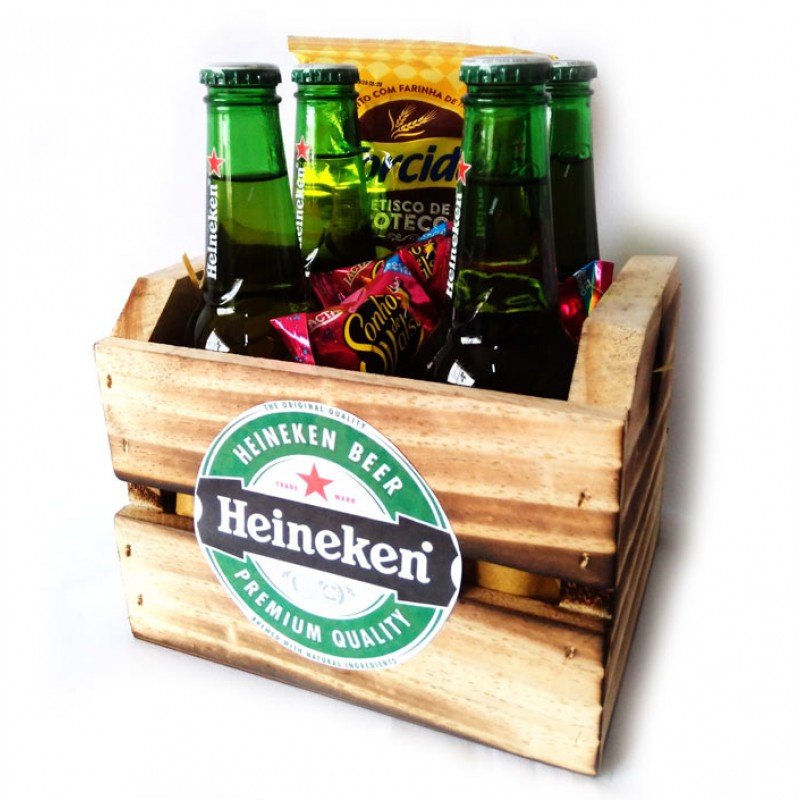 CAIXOTE HEINEKEN C/ 4 CERVEJAS + APERITIVO E BOMBOM